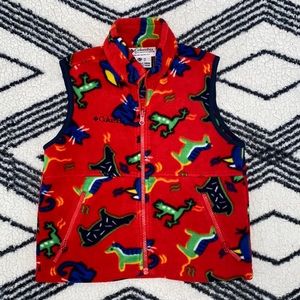 Boys Columbia Red Cat, Frog & Bird Fleece Zip Up Vest | Boys| Size: 6/7